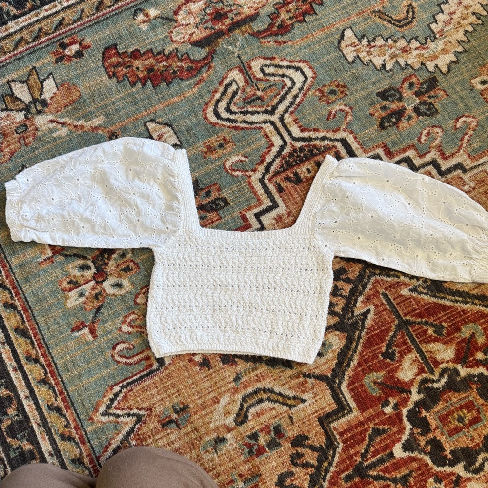 Zara Cream Textured Knit Top
